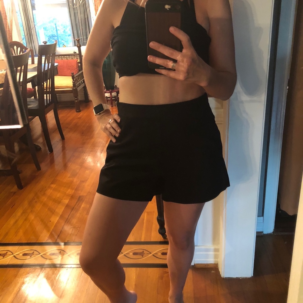 High waisted black shorts